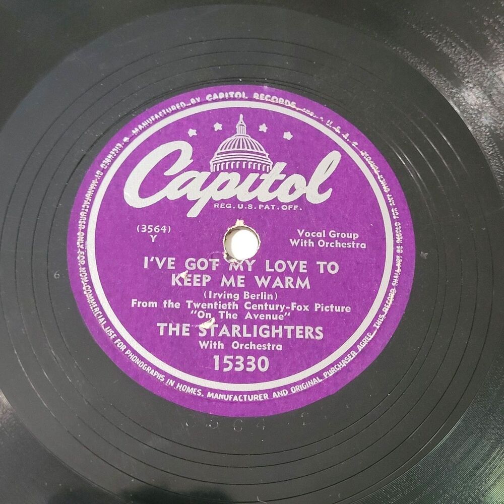 The Starlighters 78 RPM "I've Got My Love To Keep Me Warm/More Beer!" Capitol V+